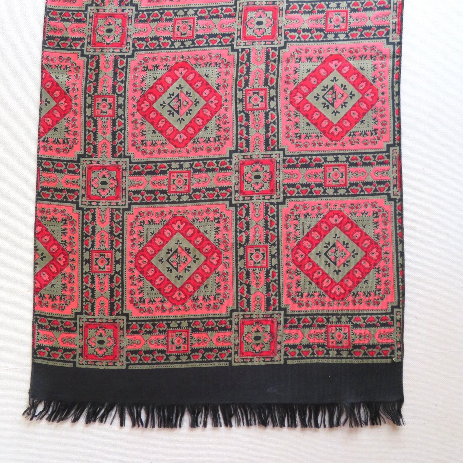 Vintage Echo Scarf Rectangle Geometric Fringe 44"… - image 5