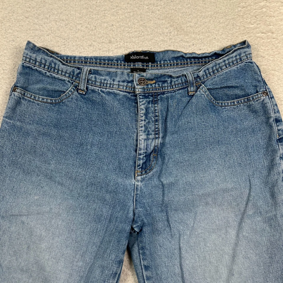 Jeans feminino Xhilaration 11 bootcut cintura alta jeans azul vintage Y2K algodão desbotado - Imagem 2 de 4