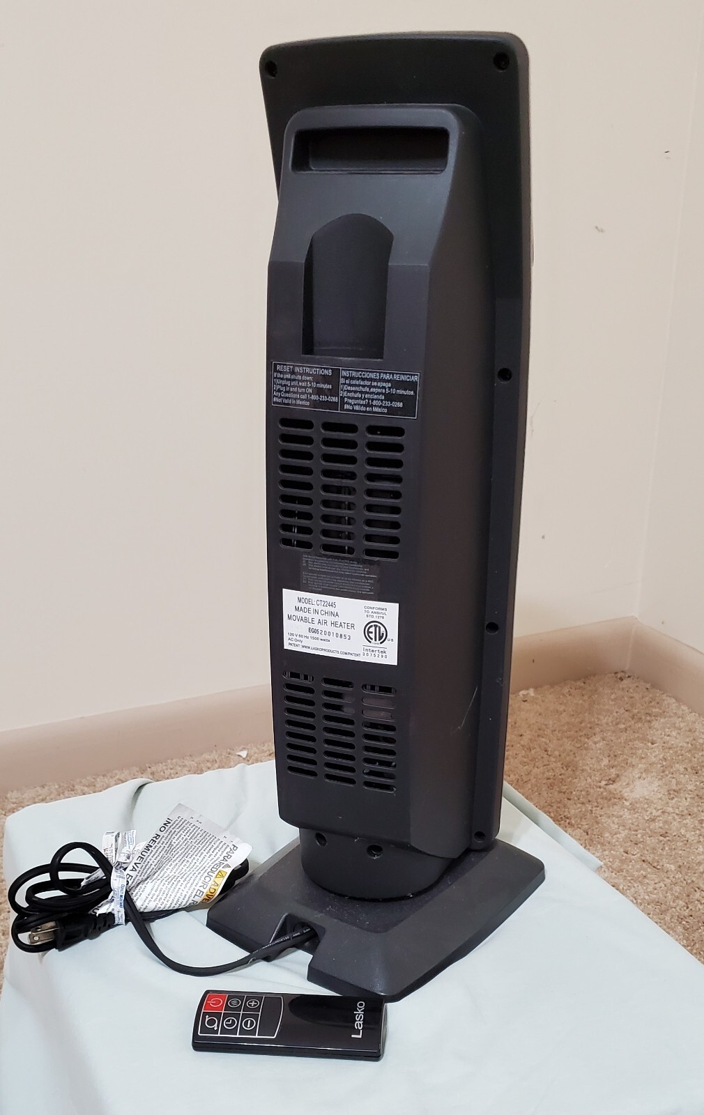 Lasko CT22445 22" Ceramic Tower Heater w/ Remote, Oscillating! For