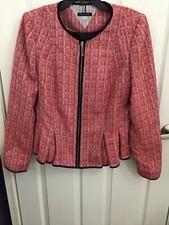 Tommy Hilfiger Women's Red/White/Blue Plaid Full Zip Career Blazer Size 12