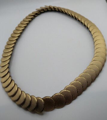 Vintage Elastic Stretch Gold Tone Metal Coin Disc Belt 26  display picture 1