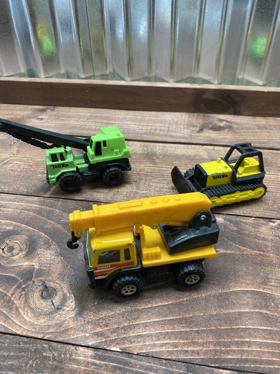 Vintage Diecast Construction Lot - 1994 TONKA Bulldozer & Crain
