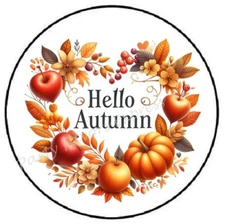 HELLO AUTUMN HEART WREATH ENVELOPE SEALS LABELS STICKERS PARTY FAVORS