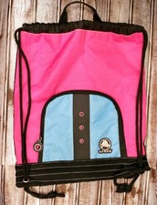 Crocs Drawstring Backpack Zipper Pocket Pink Black Blue 17.5 x 15