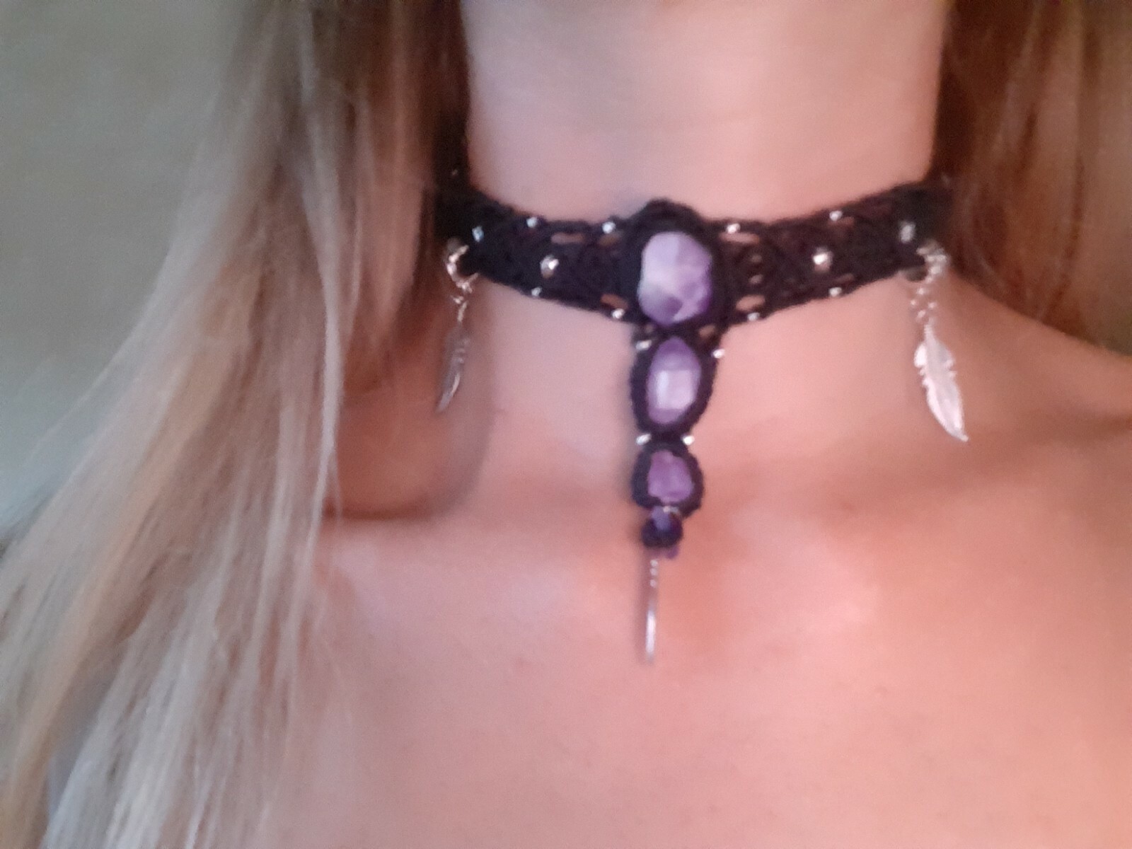 Collier Macramé avec améthyste véritable, idée cadeau d'anniversaire - 2