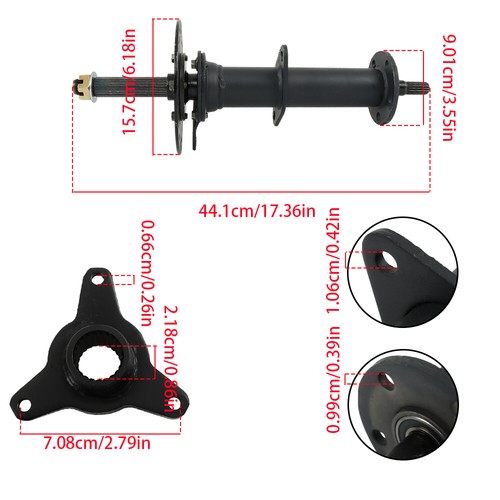 With 3 Stud Hub 40 Inch Rear Axle Kit Fit For 6 Inch and 7 Inch wheels New - Picture 2 of 10