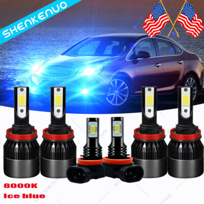 For Buick Verano LaCrosse 2013 8000K C9 Combo LED Headlight High Low Beam + Fog