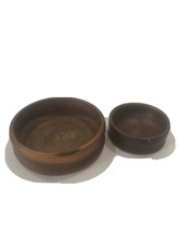 Two Turned Natural Wooden Trinket Bowls Hand Crafted Carved Nut Candy Dish