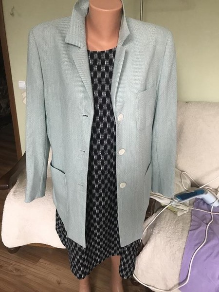 Women Bogner Blazer Turquoise Wool 42 / XL / 50