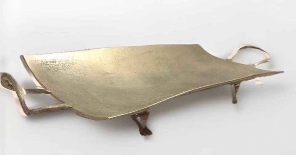 Plato de servir de colección decoración de mesa metal plateado boho MCM bar de vinos grande 26" Estate Foto 3 de 4