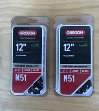 Oregon N51 Chainsaw Chain fits 12" Bar For Husqvarna NEW Lot of 2