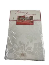 Brownstone Gallery Ivory Damask Poinsettia Tablecloth 60”x 84”Linens n Things