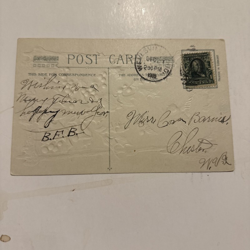 OHIO-Wellsville, Columbiana County (1824-Date) 1908 Cancel