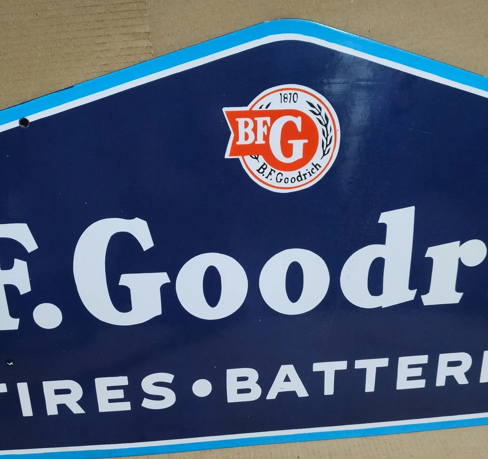 B.F Goodrich Tires Batteries Porcelain Enamel Sign 40 x 18 Inches 2 Sided - Image 3 of 4
