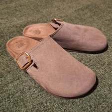 Time And Tru Tan Suede Clogs, Size 6
