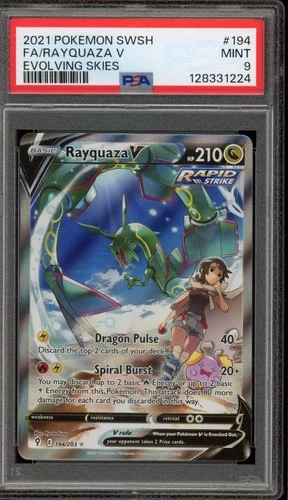 Pokemon Rayquaza V Evolving Skies Full Alt Art #194 PSA 9 Mint