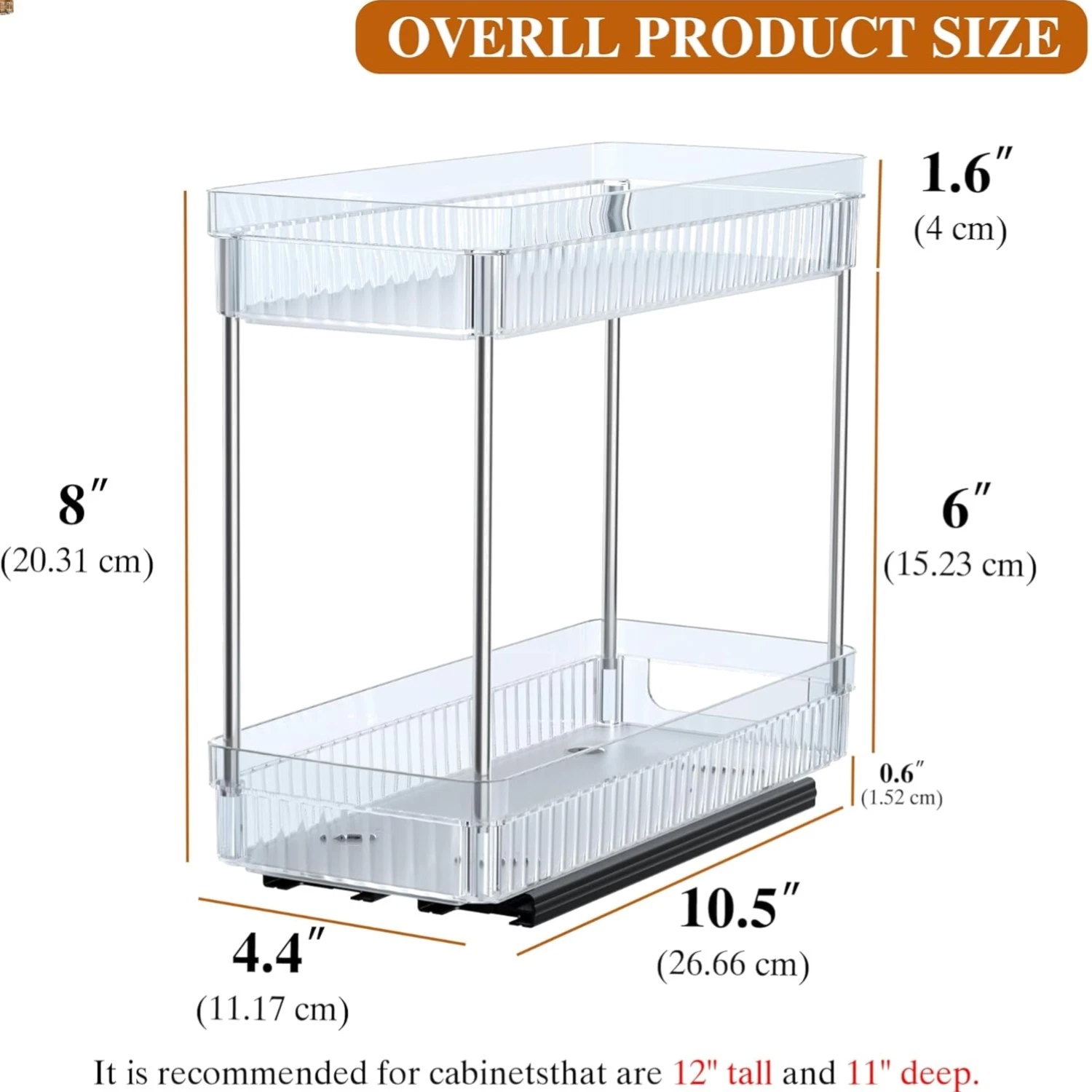 2 Pack Pull Out Spice Rack Organizer for Cabinet, 2 Tier Slide Out Spice Rack...