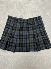 Gap Vintage Y2K Gray Recycled Wool Pleated Plaid Mini Skirt Preppy Academia 12