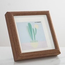 5x5 Wooden Picture Frame with 4x4 mat, 5x5 Square Picture Frame with Glass, F...