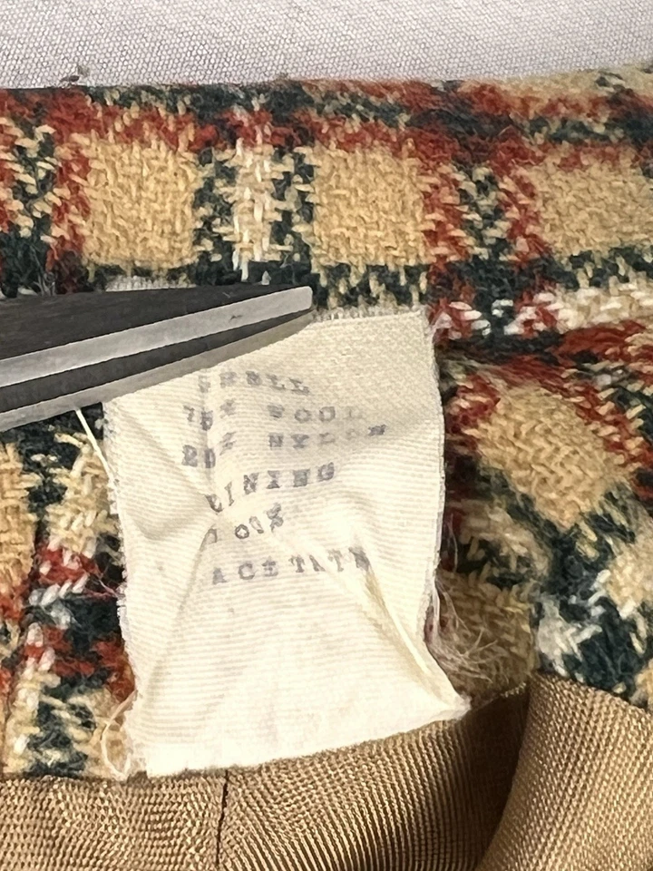 Винтажный Jack зимний блейзер куртка шерсти желтовато-коричневый красный клетку Smart повседневный женщин Smal - Изображение 4 из 4