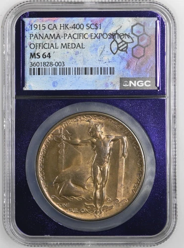 1915 CA HK-400 Panama-Pacific Exposition Official Medal Toned NGC MS64