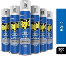 Raid Fly & Wasp Killer Rapid Action Spray Eliminates Fly Insect 300ml X 6