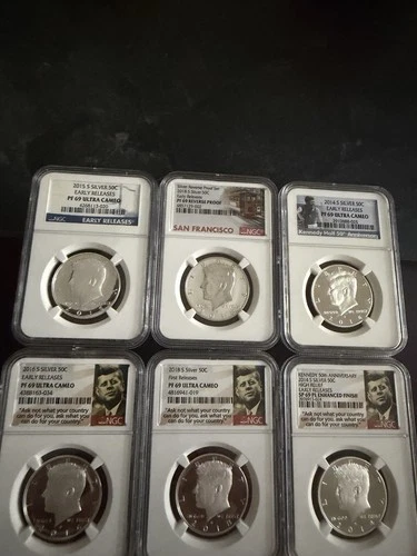 Kennedy Half Dollar Silver Proof NGC PF69/SP69 Set 2014-2018-S