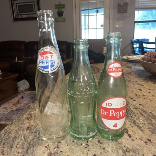 Vintage Dr Pepper, Coke Wichita Falls TX & Diet Pepsi Glass Bottles Lot