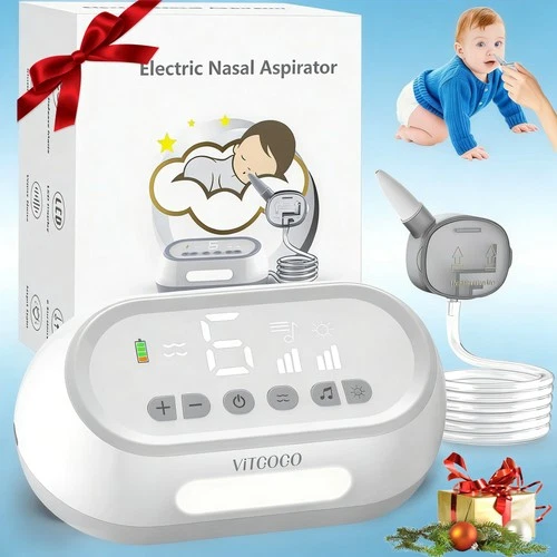 Baby Nasal Aspirator Electric Vacuum, 2 Silicone Tips, 6 Suction, Rechargeable