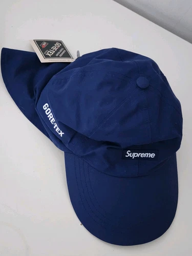 SS23 Supreme Gore Tex Parasole Cap Navy Cappello Logo Scatola Impermeabile Blu