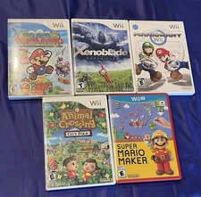 Lot of 5 Nintendo Wii / Wii U Game Cases & Manuals NO DISCS Xenoblade Mario Etc