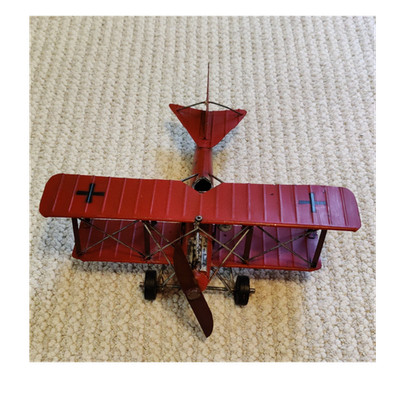 Red/Black Metal Fokker Dr.I Biplane Airplane Model, Ready to Go Pre-Built