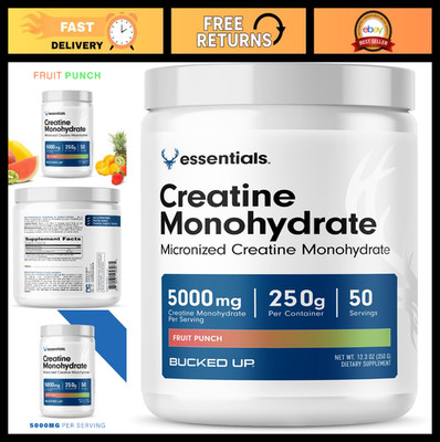 Fruit Punch Creatine Monohydrate Powder - 5G Per Serving, 50 Servings, Easy Mix,