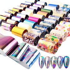 50 Sheets Laser Nail Foil Transfer Set Marble Flower Aurora Design Nail NO2