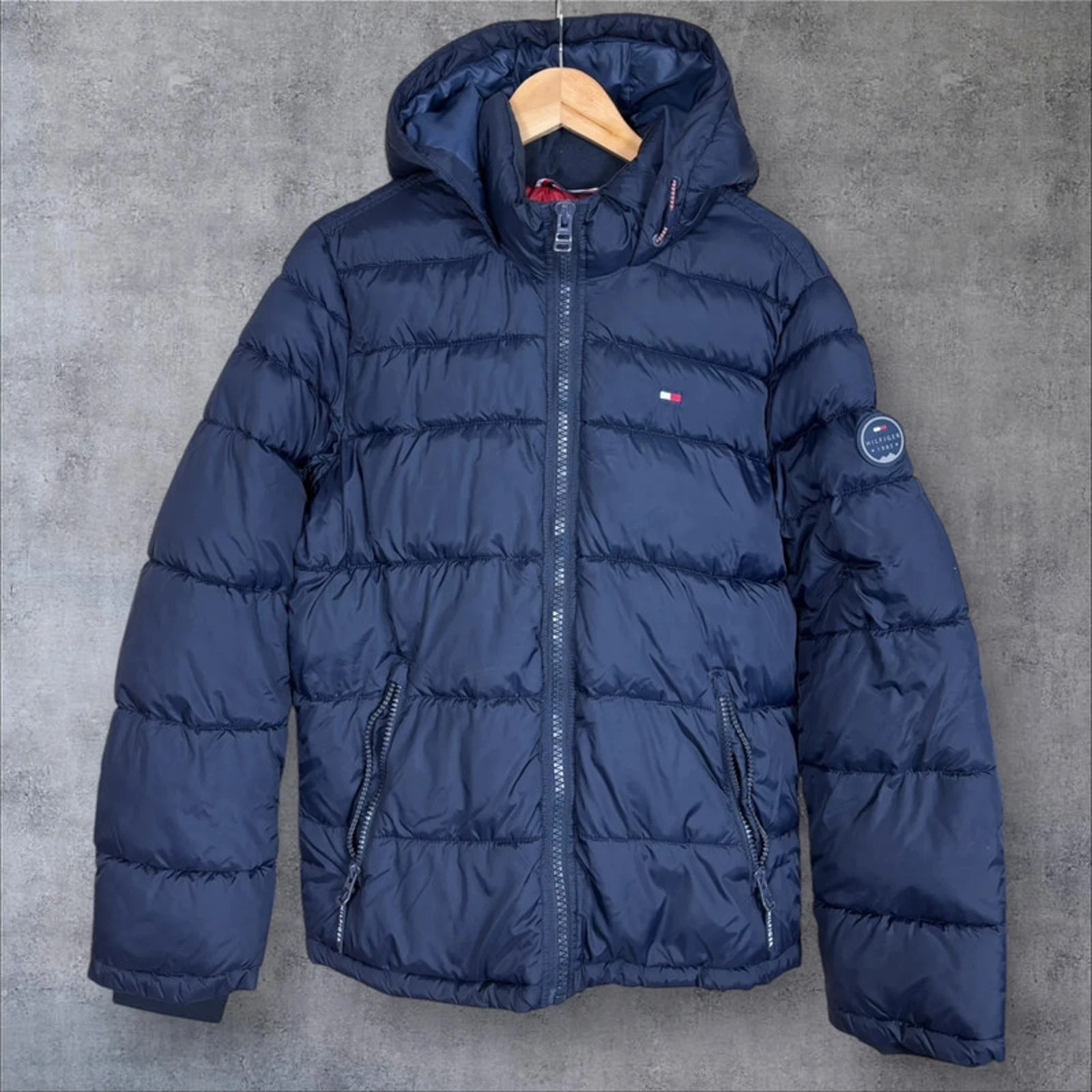 Tommy Hilfiger Puffer Jacket UK M | Repairs | Hooded | Navy | AG4