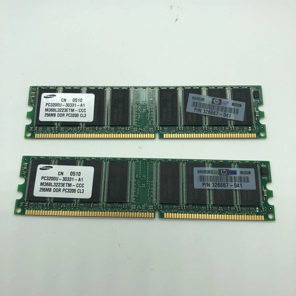 512MB Total HP 2x 256MB Memory #326667-041 PC3200 DDR 400 SDRAM CL3 Matched Pair - Image 3 of 4