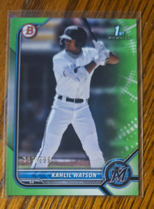 Kahlil Watson 1st -2022 Bowman Lime Neon Green Paper #/399 BP-3 -Miami Marlins
