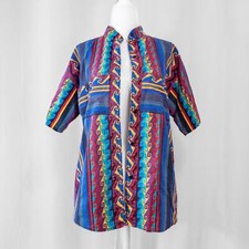 Vintage Colorful Geometric Print Button Down