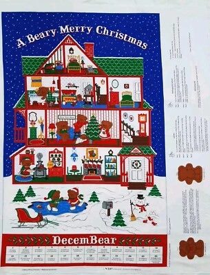 VIP, CRANSTON Vintage VIP Cranston A Beary Merry Christmas Advent Calendar Fabric Panel 1980s