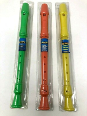 Recorder Flute Orange, Green, Yellow, Full Size, Tunable, Classical Conversation