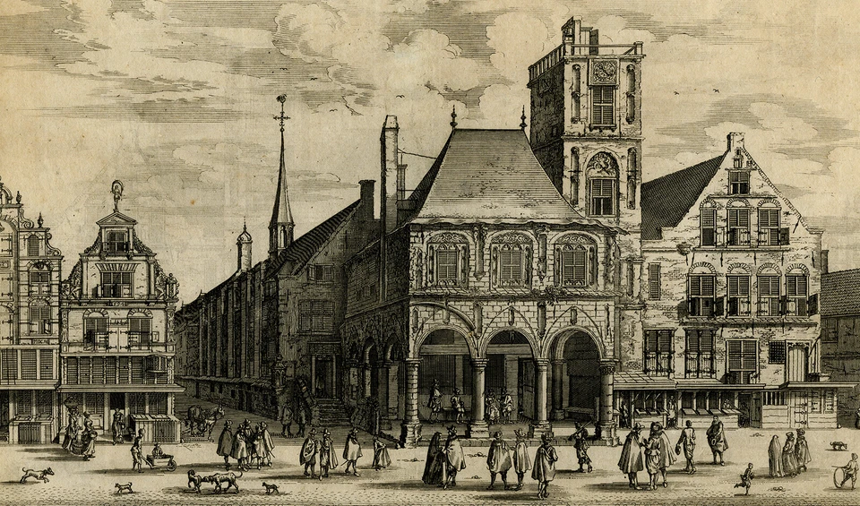 Antique Print-Oude Stadt Huys-Old city hall in Amsterdam-Dapper-Anonymous-1663 - Image 3 of 4