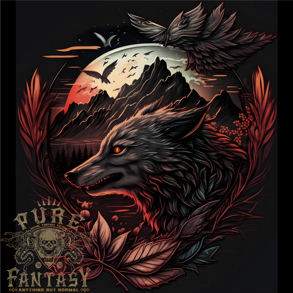 ALTRA Una Maglietta Leggera In Cotone Da Uomo Con Lupo E Luna Di Una Notte Malvagia