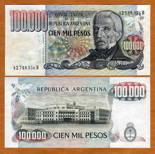 Argentina, 100000 (100,000) Pesos, ND (1979-1983), P-308b, UNC   Hyperinflation
