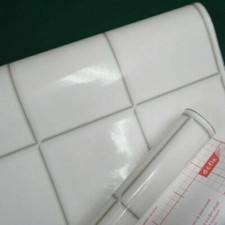 SAMPLE 15cm x 15cm D C Fix Modern White Tile Vinyl Wrap Sticky Back Plastic