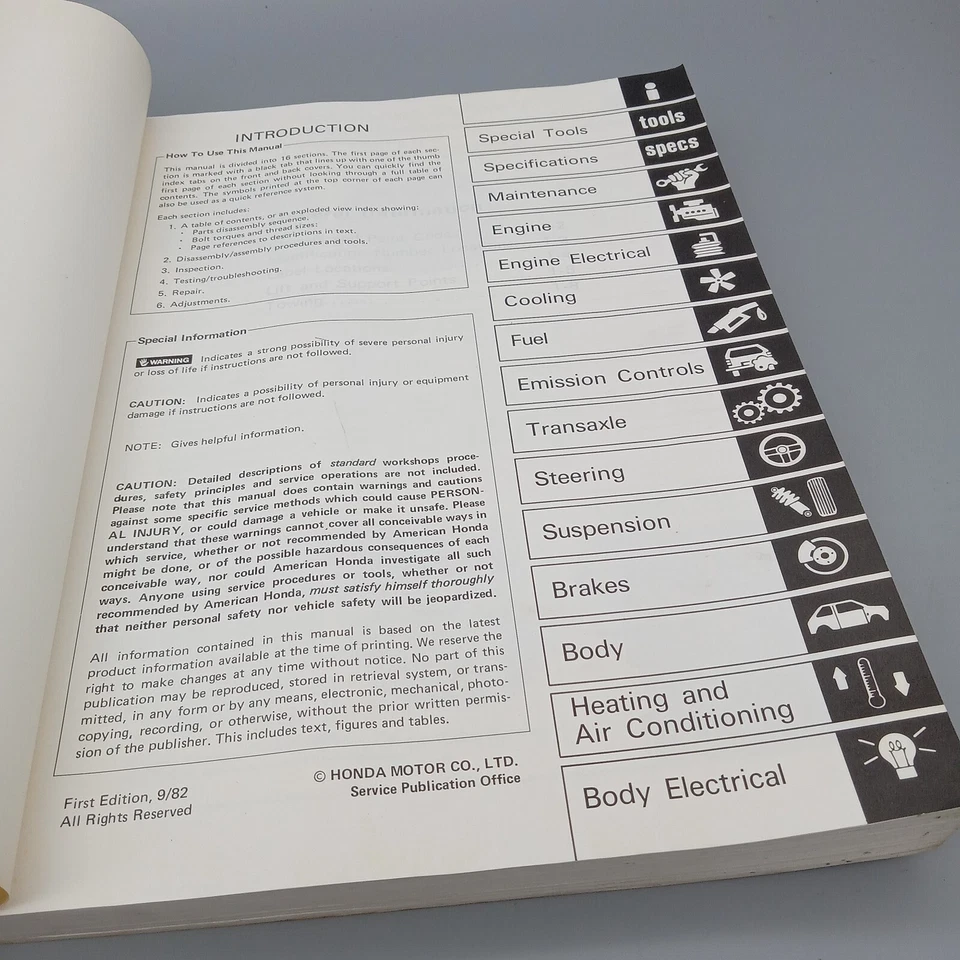 Honda Civic 1983 OEM concesionario taller manual de servicio concesionario guía de reparación Foto 2 de 4