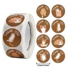 40 CAT THANK YOU STICKERS ENVELOPE SEALS LABELS STICKERS 1" ROUND FAST SHIPPING