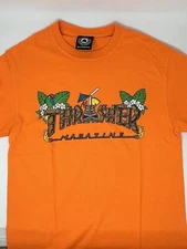 Thrasher Skateboard Magazine Orange Tiki Logo T Shirt (S)