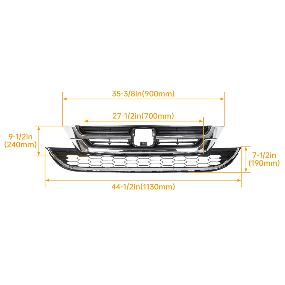 Fits Honda 2010-2011 CRV CR-V Chrome Front Upper & Lower Honeycomb Grill Grille - Imagem 4 de 4