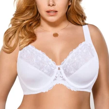 Underwire Full Coverage Bra Comfort Strap Unlined Cup Plus Size 34-52 BC-G H I J