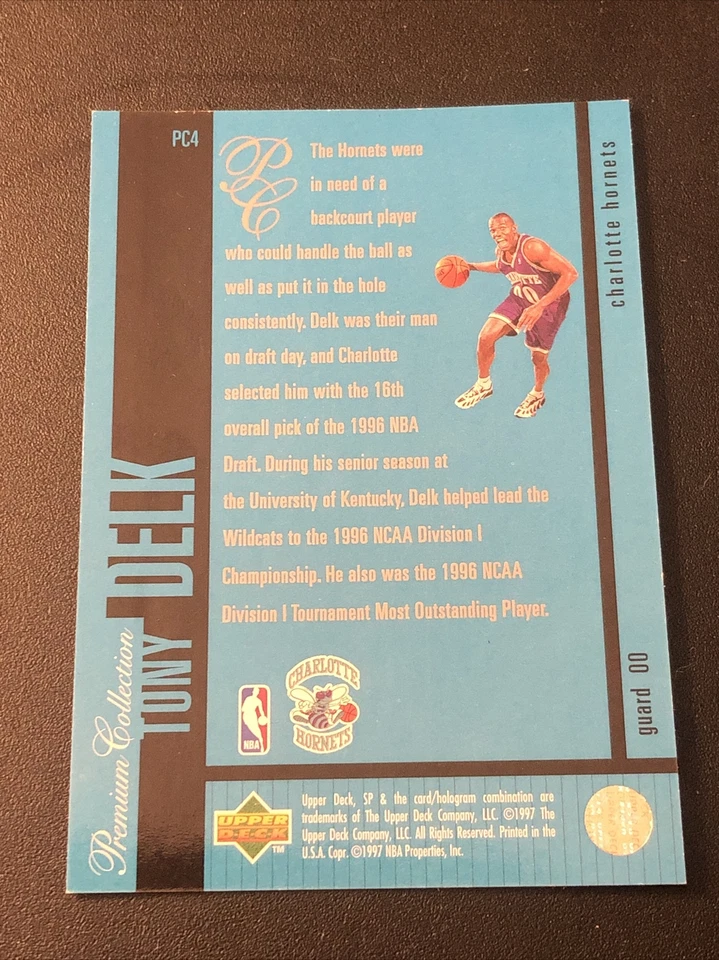 1996-97 SP Premium Collection Holoviews Tony Delk #PC4 Rookie RC - Image 2 of 2